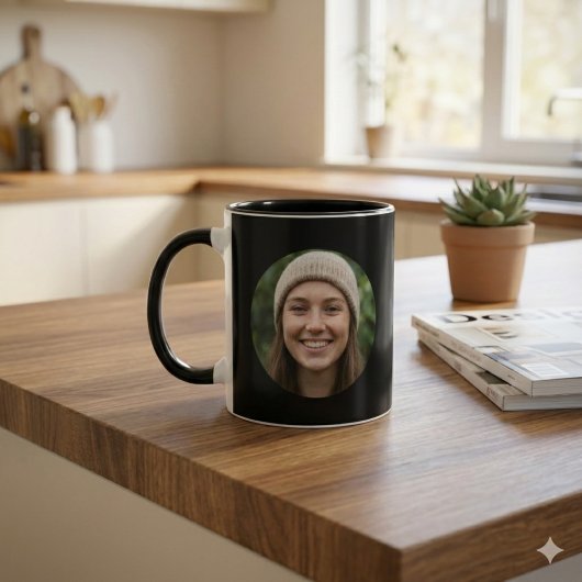 Black Simple Custom Photo Minimal Modern Design Mok