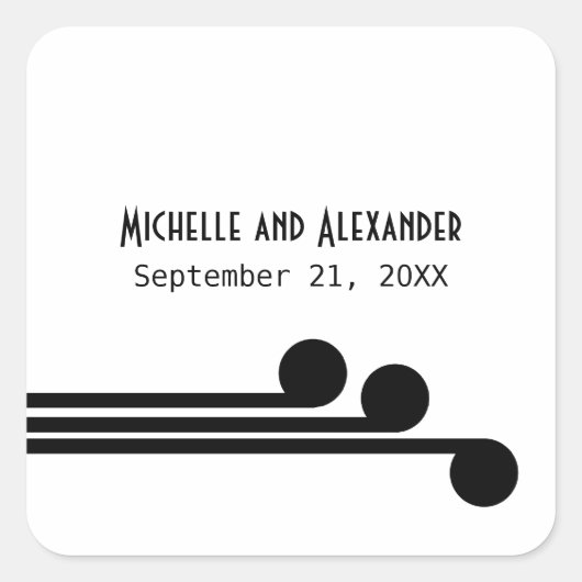 Black Simple Deco Chic Wedding Stickers (Voorkant)