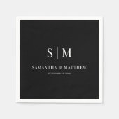 Black Simple Elegant Couple Initialen Weddenschap Servet (Voorkant)