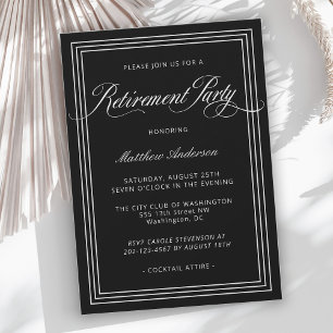 Black Simple Elegant Retirement Party Kaart