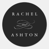 Black Simple Elegant Wedding Ronde Sticker (Voorkant)