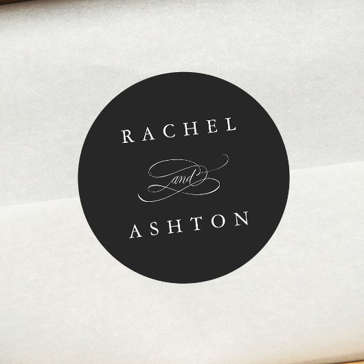 Black Simple Elegant Wedding Ronde Sticker