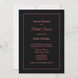 Black Simple Framed Bridal Shower-uitnodiging Kaart