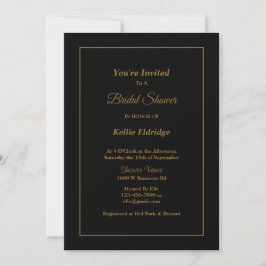 Black Simple Framed Bridal Shower-uitnodiging Kaart