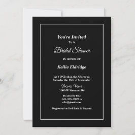 Black Simple Framed Bridal Shower-uitnodiging Kaart