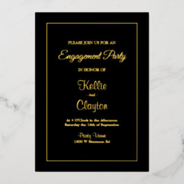 Black Simple Framed Engagement Party Folie Uitnodiging
