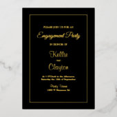 Black Simple Framed Engagement Party Folie Uitnodiging (Voorkant)