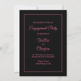 Black Simple Framed Engagement Party Kaart