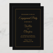 Black Simple Framed Engagement Party Kaart (Voorkant / Achterkant)