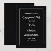 Black Simple Framed Engagement Party Kaart (Voorkant / Achterkant)