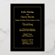 Black Simple Framed Wedding Folie Uitnodiging