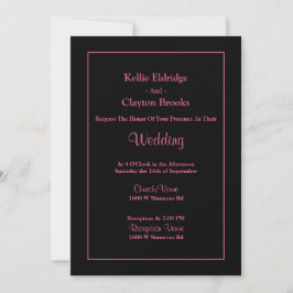 Black Simple Framed Wedding Invitation Kaart