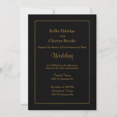 Black Simple Framed Wedding Invitation Kaart (Voorkant)