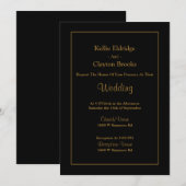 Black Simple Framed Wedding Invitation Kaart (Voorkant / Achterkant)