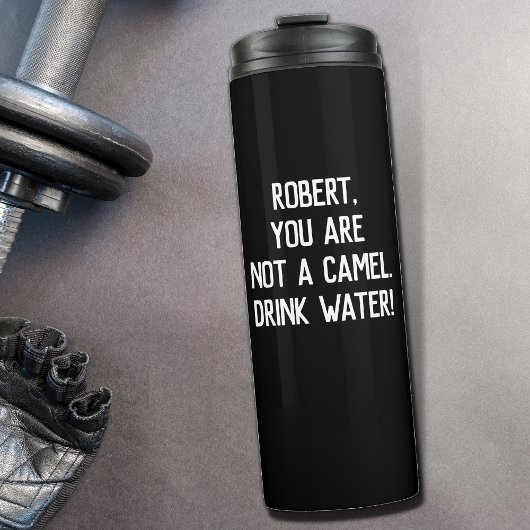 Black Simple Funny Quote Drink Water met naam Thermosbeker