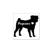 Black Simple Heart Dog Pug Rubberstempel (Afrduk)