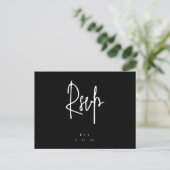 Black Simple Lettering Wedding RSVP Briefkaart (Staand voorkant)