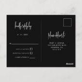 Black Simple Lettering Wedding RSVP Briefkaart (Achterkant)