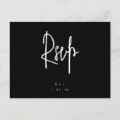 Black Simple Lettering Wedding RSVP Briefkaart (Voorkant)