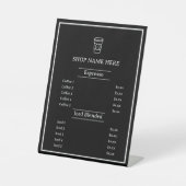 Black Simple Minimalist Café Just Coffee Menu Reclamebord Met Voetstuk (Voorkant)