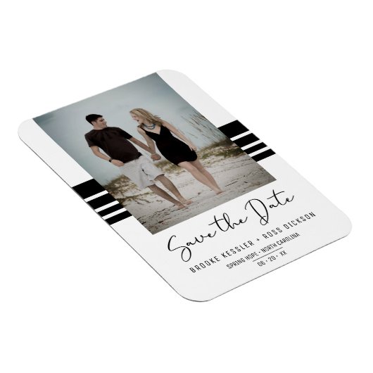 Black Simple Minimalist Custom Photo Newly Engaged Magneet (Rechterzijde)