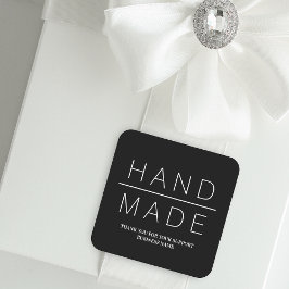Black Simple Minimalist Handgemaakte zakelijke Bed Vierkante Sticker