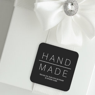 Black Simple Minimalist Handgemaakte zakelijke Bed Vierkante Sticker