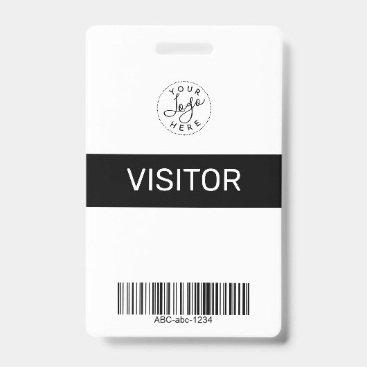 Black Simple Minimalist Visitor's Pass ID Badge (Voorzijde)
