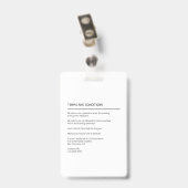 Black Simple Minimalist Visitor's Pass ID Badge (Achterkant met clip)