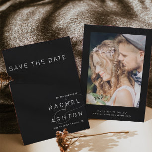 Black Simple Minimalist Weduwfoto Save The Date