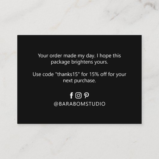 Black Simple Modern - Dank u Visitekaartjes (Achterkant)
