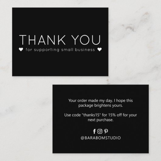 Black Simple Modern - Dank u Visitekaartjes (Voorkant / Achterkant)