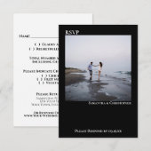 Black Simple Modern Minimalist Photo Wedding RSVP Kaartje (Voorkant / Achterkant)
