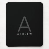 Black Simple Modern Monogrammed Muismat (Voorkant)