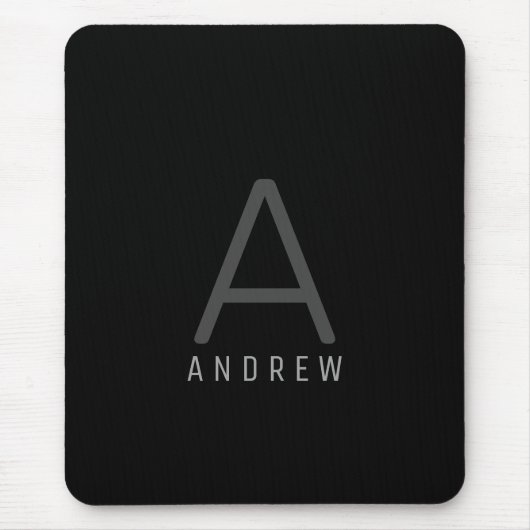 Black Simple Modern Monogrammed Muismat (Voorkant)