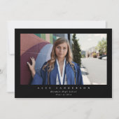 Black Simple Modern Single Photo Afstuderen Aankondiging (Voorkant)