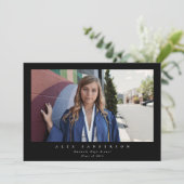 Black Simple Modern Single Photo Afstuderen Aankondiging (Staand voorkant)