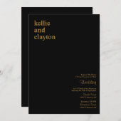 Black Simple Modern Type Weddenschap Kaart (Voorkant / Achterkant)