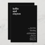 Black Simple Modern Type Weddenschap Kaart (Voorkant / Achterkant)