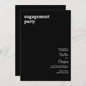 Black Simple Moderne Type Engagement Party Kaart (Voorkant / Achterkant)