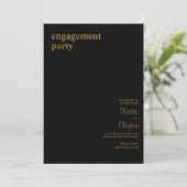 Black Simple Moderne Type Engagement Party Kaart (Staand voorkant)