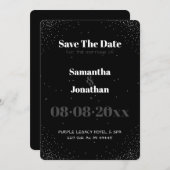 Black Simple Night Sky Wedding Save the Date Kaart (Voorkant / Achterkant)
