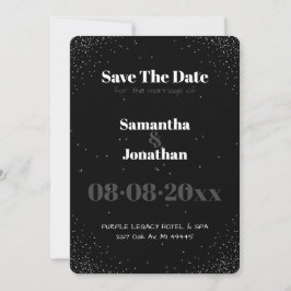 Black Simple Night Sky Wedding Save the Date Kaart