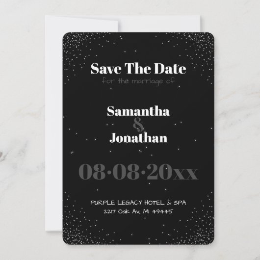 Black Simple Night Sky Wedding Save the Date Kaart (Voorkant)