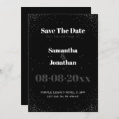Black Simple Night Sky Wedding Save the Date Kaart (Voorkant / Achterkant)