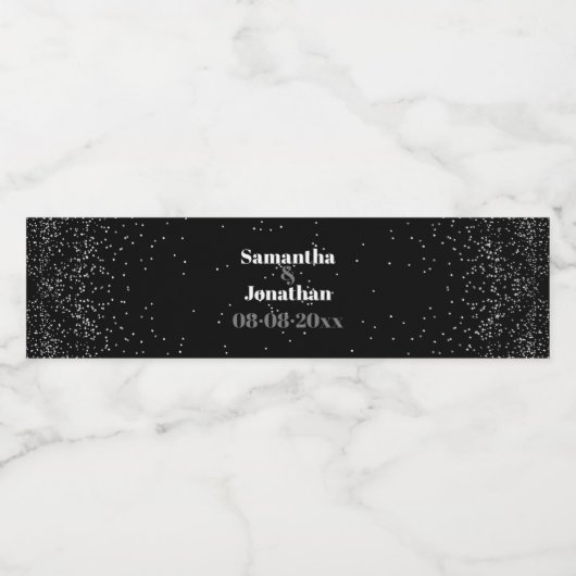 Black Simple Night Sky Wedding Waterfles Etiket (Enkel label)