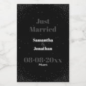 Black Simple Night Sky Wedding Wijn Etiket (Enkel label)
