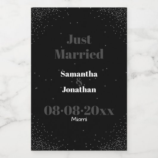Black Simple Night Sky Wedding Wijn Etiket (Enkel label)