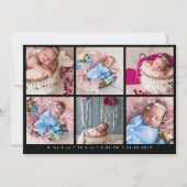 Black Simple Photo Newborn Baby Birth Announement Aankondiging (Achterkant)