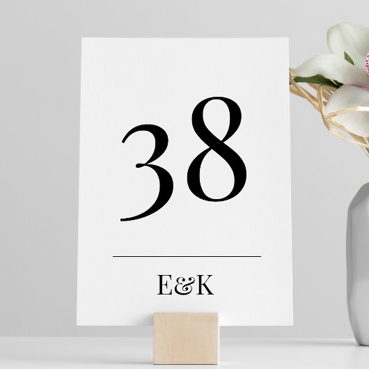 Black Simple Plain Modern Wedding Table Kaart